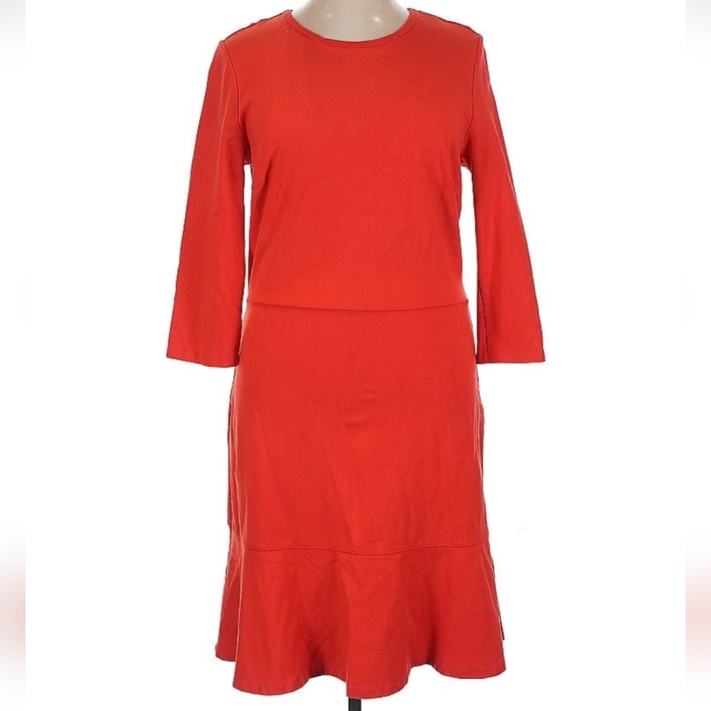 Banana Republic Ponte Knit Fit & Flare Dress, 16 Tall, Orange Red